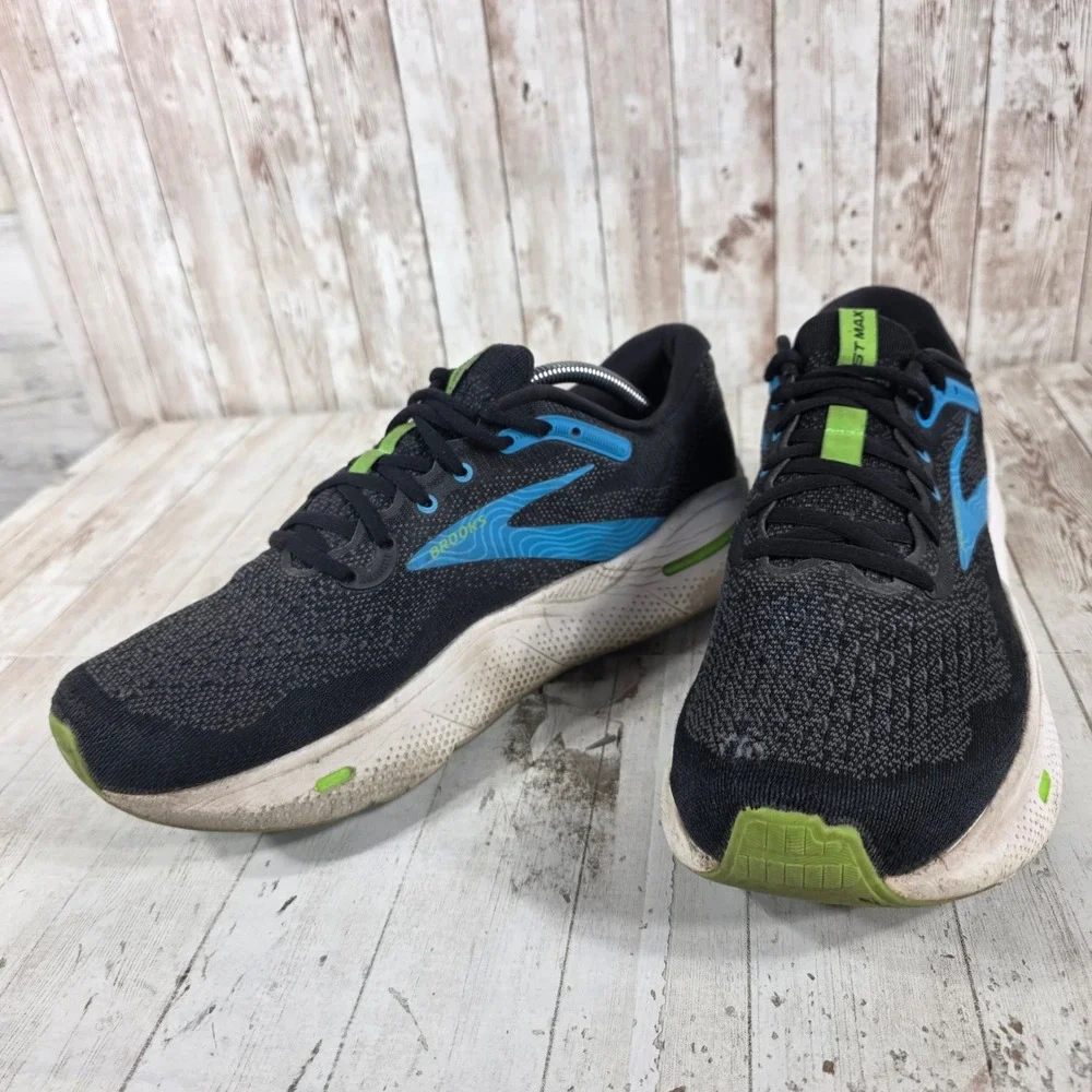 Brooks Ghost Max Mens 11 Black Blue Lime Running Shoes 1104061D060 DNA LOFT v2